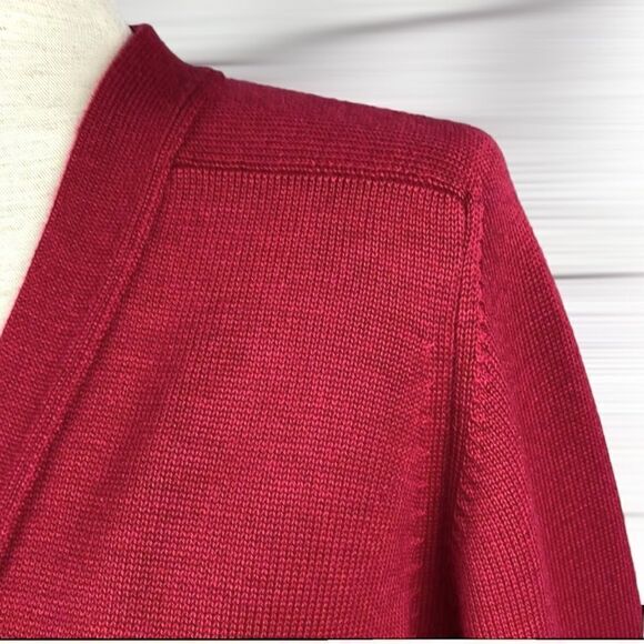 Kasha de Rodier France Wool Blend Red Long Cardigan V-neck Pockets Oversized S - Picture 8 of 12